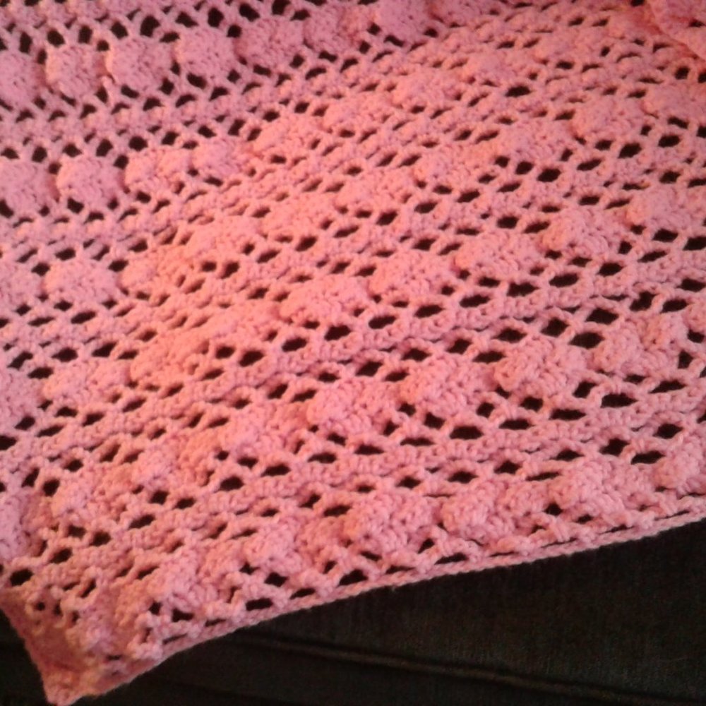 Petal Pink Crocheted Throw